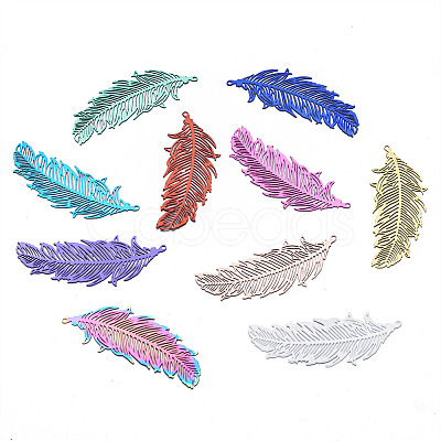 40Pcs 10 Colors 201 Stainless Steel Filigree Pendants STAS-TA0001-92-1