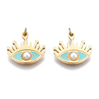 316 Surgical Stainless Steel Enamel Charms STAS-S116-382B-G-1