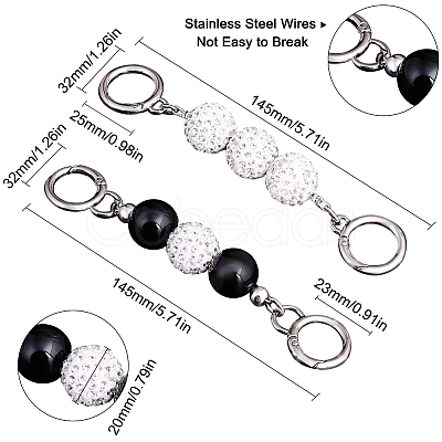 2Pcs 2 Styles Alloy Bag Strap Chains Extender FIND-GF0001-83-1