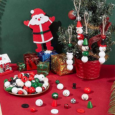 Christmas Theme Wood Beads WOOD-AR0001-42-1