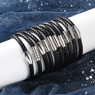 Mixed Braided Leather Cord Bracelets BJEW-I199-M-1