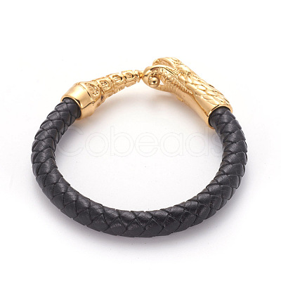 Retro Leather Cord Bracelets BJEW-L642-33G-1