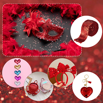 8-Row Plastic Paillette Elastic Beads OCOR-WH0088-09-1
