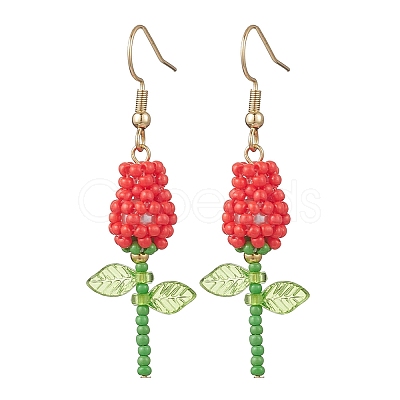 Stainless Steel Glass Flower Dangle Earrings EJEW-MZ00574-03-1