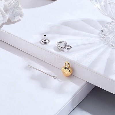 2Pcs 2 Colors Heart Stainless Steel Urn Ashes Pendants STAS-CN0001-73-1