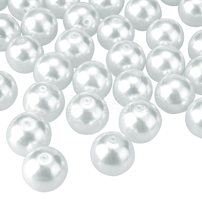 1 Box 10mm White Tiny Satin Luster Glass Pearl Beads Round Loose Beads for Jewelry Making HY-PH0001-10mm-001-1
