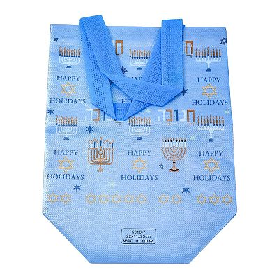 Hanukkah Theme Non-Woven Reusable Folding Gift Bags with Handle ABAG-NH0001-01C-1