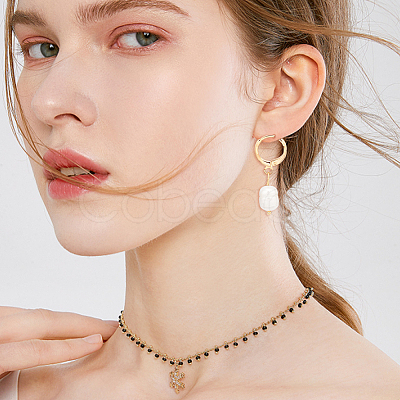2 Pairs 2 Colors Plastic Imitaion Pearl Beaded Dangle Leverback Earrings EJEW-FI0001-03-1