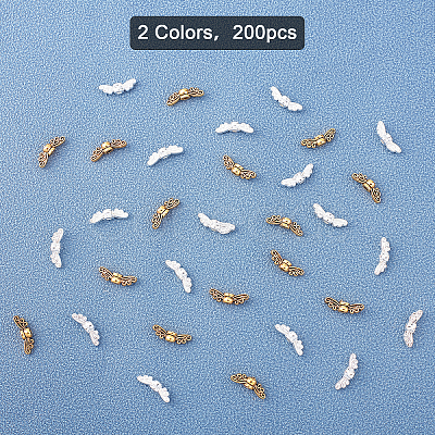 Tibetan Style Alloy Fairy Wing Beads TIBEB-PH0004-81-WH-1