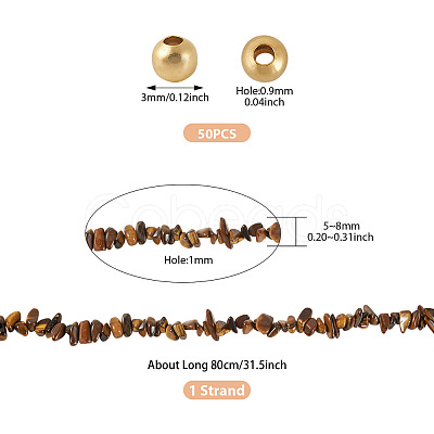1 Strand Natural Tiger Eye Chip Beads Strands G-TAD0001-06-1