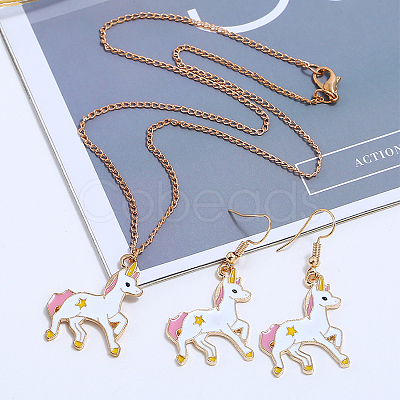 Christmas Theme Alloy Enamel Pendant Necklace & Dangle Earrings Set FN1321-2-1