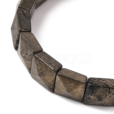 Natural Pyrite Beads Stretch Bracelets for Women Men BJEW-C097-06-05-1