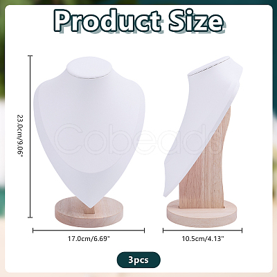 Bust Shaped PU Leather Necklaces Display Stands NDIS-WH0017-13B-1