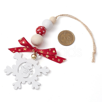 Christmas Snowflake Wood Pendant Decorations X1-HJEW-TA00301-1