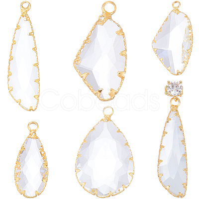 10Pcs 5 Styles Brass Glass Pendants KK-CN0002-70-1
