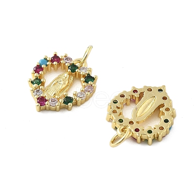 Brass Micro Pave Cubic Zirconia Pendants KK-C092-24L-G-1