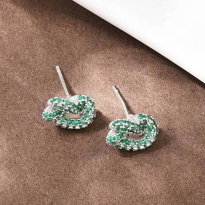 knot Brass Micro Pave Cubic Zirconia Stud Earrings EJEW-C174-01P-1