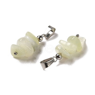 Natural New Jade Chip Pendants G-H307-07P-08-1