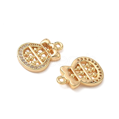 Brass Micro Pave Clear Cubic Zirconia Charms KK-B160-03G-1