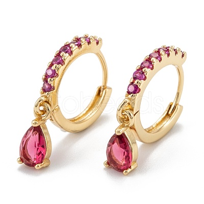 Brass Micro Pave Cubic Zirconia Huggie Hoop Earrings EJEW-K087-03G-1