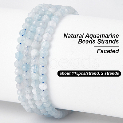 2 Strands Natural Aquamarine Beads Strands G-OC0005-41-1