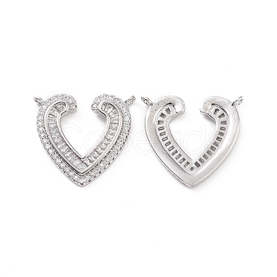 Brass Pave Clear Cubic Zirconia Pendants KK-E068-VC476-1
