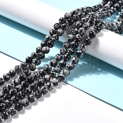 Synthetic Snowflake Obsidian Beads Strands G-E568-03C-1
