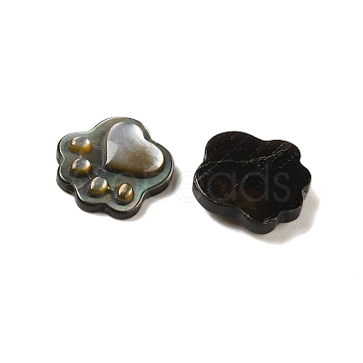 Natural Black Lip Shell Cat Paw Print Beads SHEL-M021-04-1