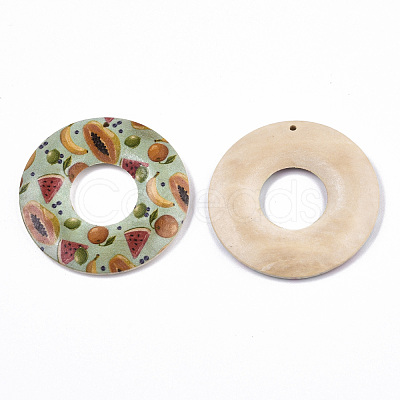 Fruit Seris Printed Wood Pendants X-WOOD-S045-105E-1