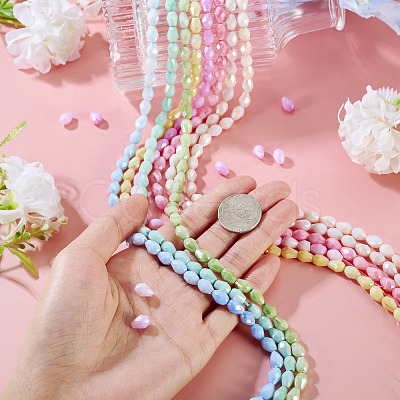 8Strands 8 Colors Anti-Tarnish Electroplate Glass Beads Strands GLAA-TA0003-79-1