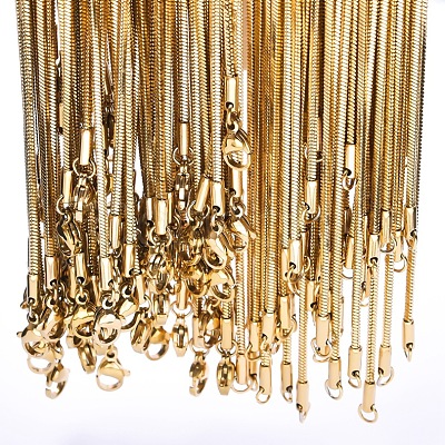 1.5mm 304 Stainless Steel Square Snake Chain Necklaces X-TW4888-1-1