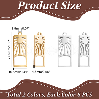 12Pcs 2 Colors 201 Stainless Steel Pendants FIND-UN0003-98-1