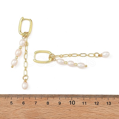 Brass & Natural Pearl Hoop Dangle Earrings EJEW-JE07390-1