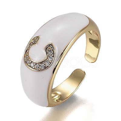 Brass Micro Pave Clear Cubic Zirconia Cuff Rings RJEW-H538-03G-C-1
