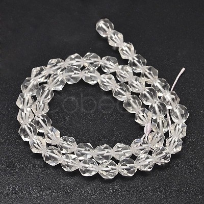Faceted Natural Quartz Crystal Beads Strands G-K066-08-8mm-1