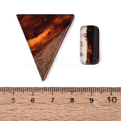 18Pcs 9 Styles Transparent & Opaque Resin & Walnut Wood Pendants RESI-N053-07-1