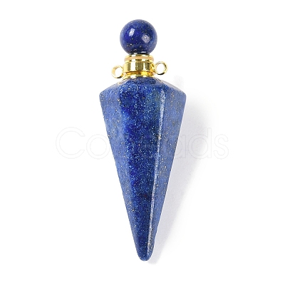 Dyed Natural Lapis Lazuli Faceted Cone Openable Perfume Bottle Big Pendants G-L524-18G-09-1