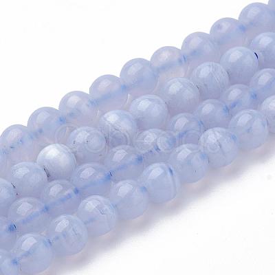 Natural Blue Chalcedony Bead Strands G-R193-02-4mm-1