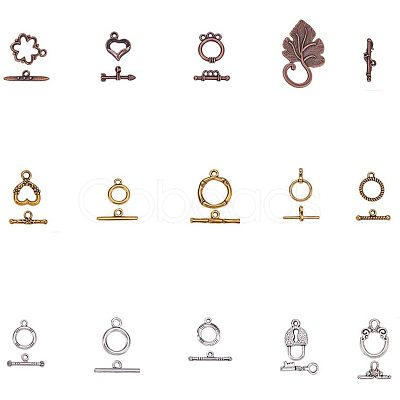 Tibetan Style Alloy Toggle Clasps TIBE-PH0004-17-1