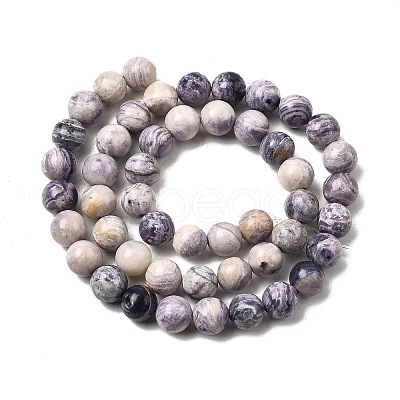 Natural Purple Stripe Jasper Beads Strands G-K350-C03-8mm-1