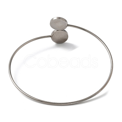 304 Stainless Steel Cuff Blank Bangle Bases with Round Tray STAS-Z088-03A-P-1