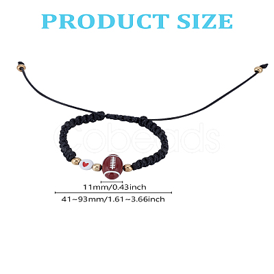 1Pc Sport Theme Acylic & Alloy Braided Bead Bracelets BJEW-LP0003-23C-1