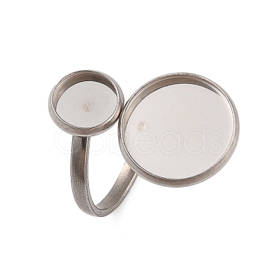 Non-Tarnish 304 Stainless Steel Open Cuff Ring Findings STAS-E124-05J-P-1