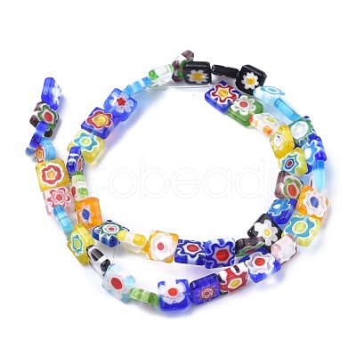 Square Handmade Millefiori Glass Beads LK-R004-52-1