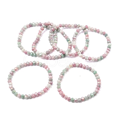 AB Color Faceted Rondelle Glass Beaded Stretch Bracelets for Women BJEW-PH01821-05-1