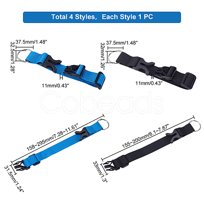 4Pcs 4 Style Nylon Adjustable Add-A-Bag Luggage Strap & Polyester Luggage Straps FIND-PH0007-06-1