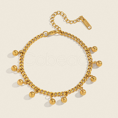 Minimalist 304 Stainless Steel Round Beads Charm Bracelets KO3660-1