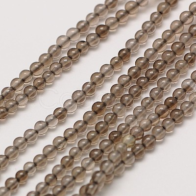 Natural Smoky Quartz Round Bead Strands G-A130-2mm-12-1