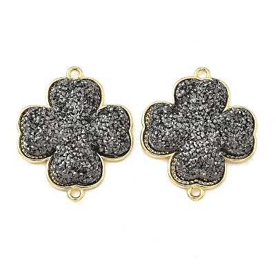 Brass with Druzy Resin Connector Charms KK-C158-05B-G-1