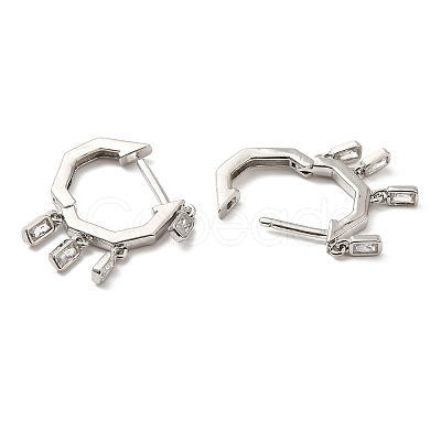 Cubic Zirconia Rectangle Dangle Hoop Earrings EJEW-Z019-03A-P-1